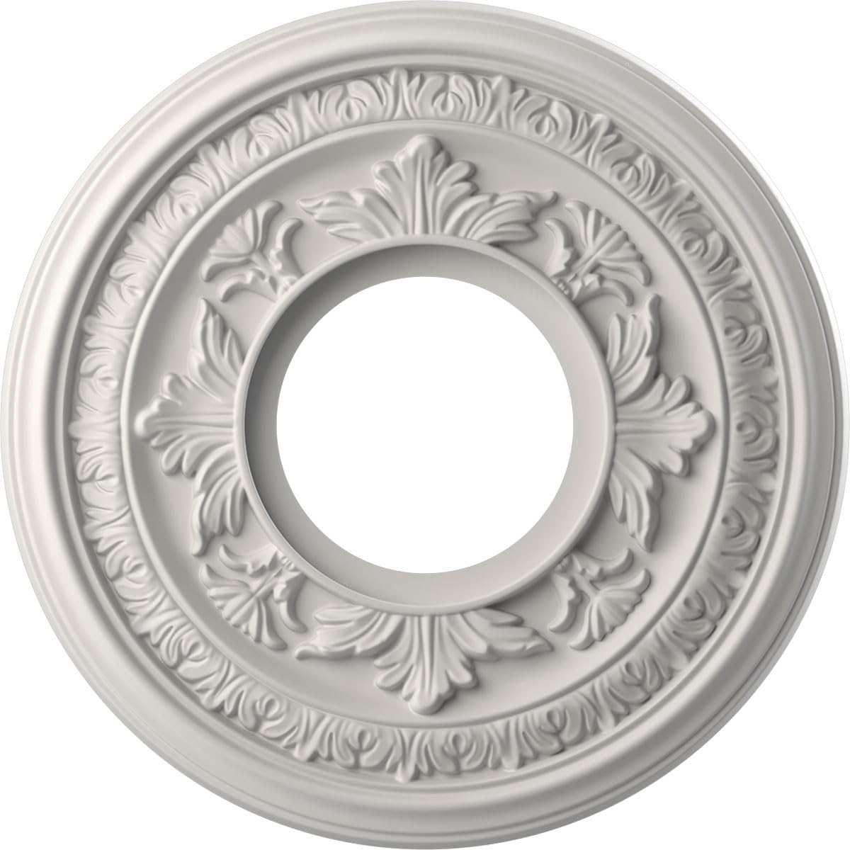 Ekena Millwork CMP10BAGBW Baltimore Thermoformed PVC Ceiling Medallion (Fits Canopies up to 4 1/4"), 10"OD x 3 1/2"ID x 3/4"P, UltraCover Satin Blossom White
