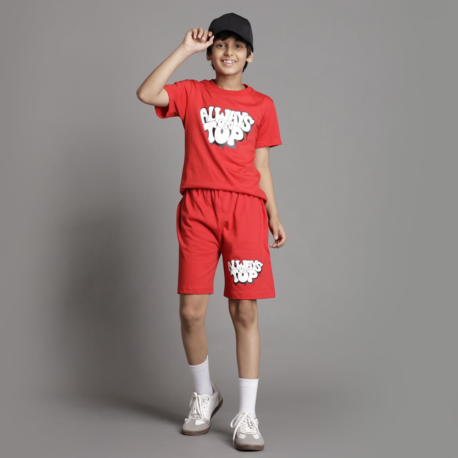 T2F Chłopięca bawełna z nadrukiem Regular Fit T-shirt i szorty zestaw odzieży (3 sztuki)