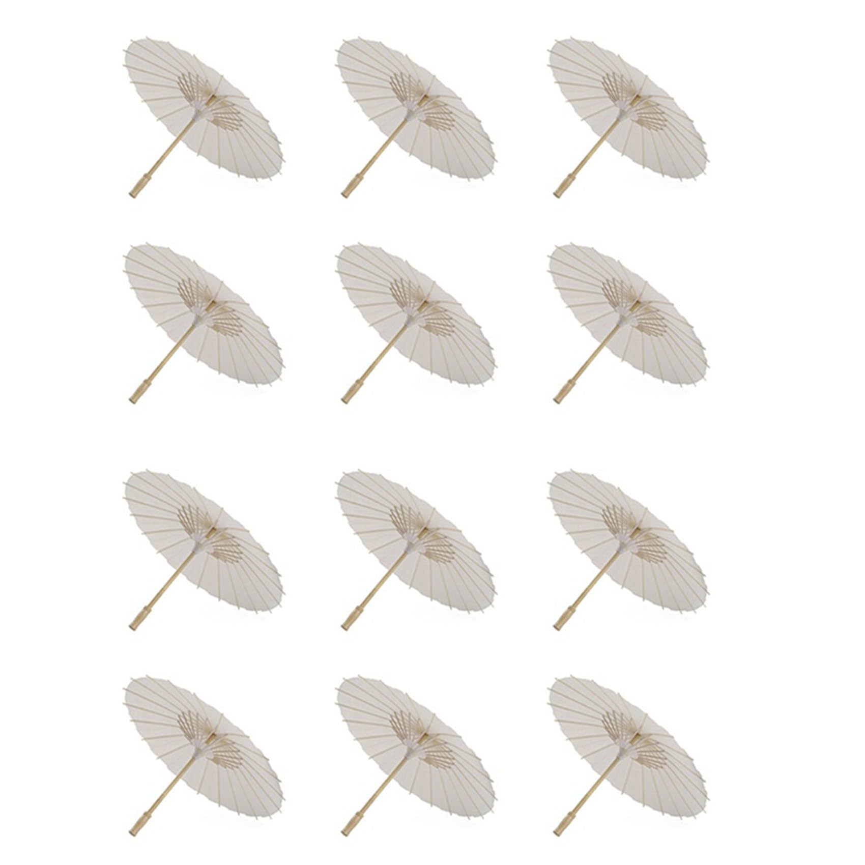 Hndhbfgrt 12PCS Paper Parasol 60Cm Beach Umbrella White DIY Umbrella Photography Props for Baby Shower Party Wedding