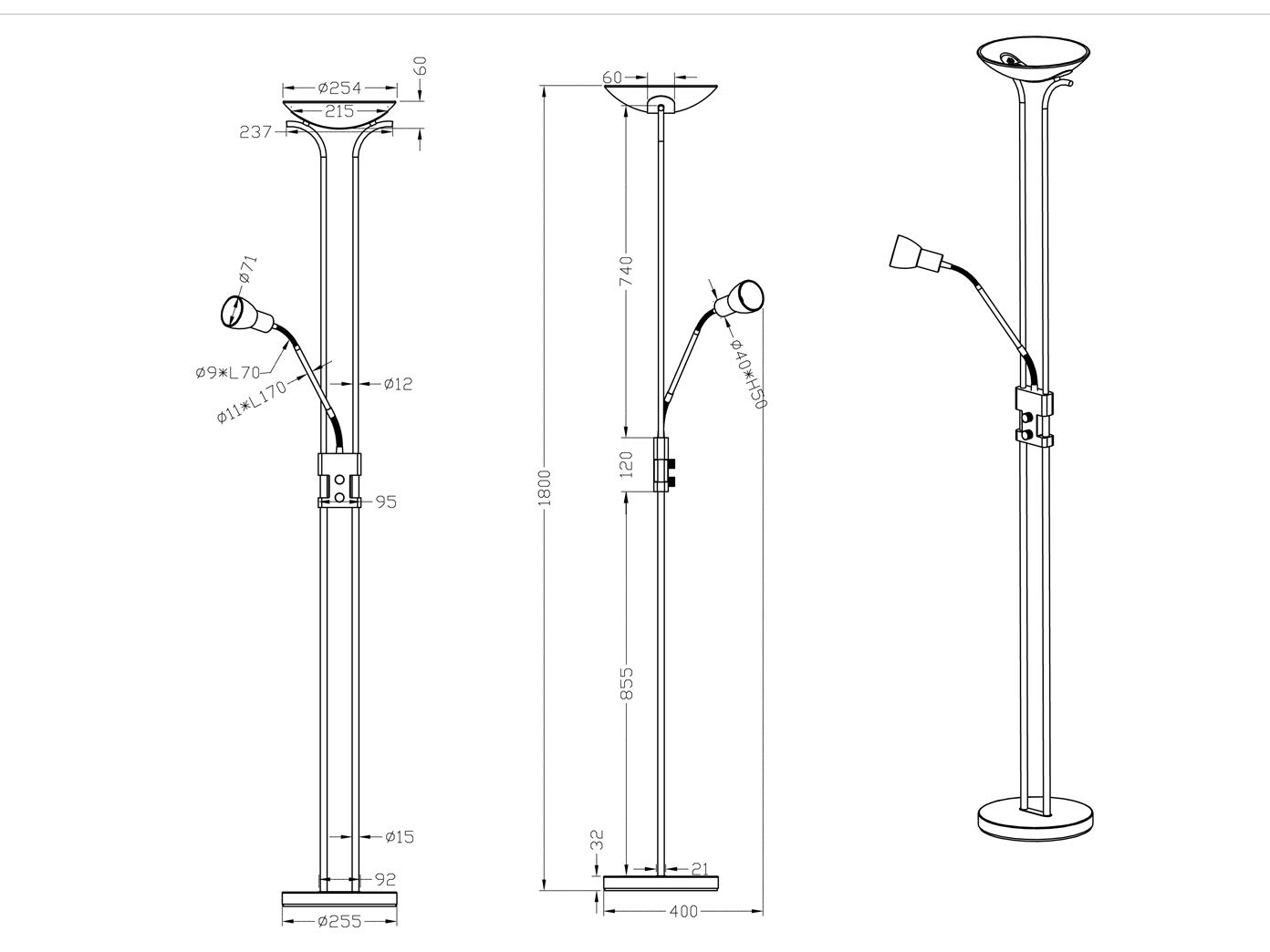 Trio 421910207 Lampada Piantana a LED