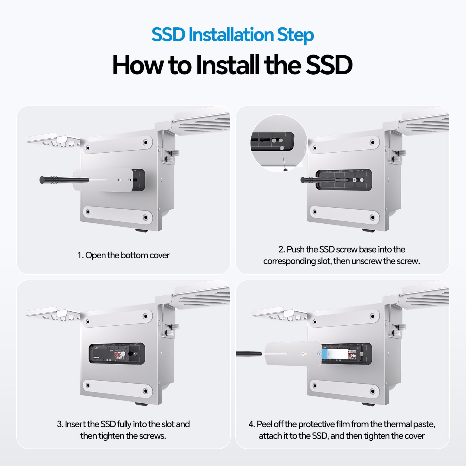 Mac mini M4 Dock & Stand con Alloggiamento, SSD M.2 Slot, HDMI 4K60 | Hub Mac mini M4 con 3 USB-A 10Gbps per Mac mini M4/M4 Pro, supporto in metallo per Monitor, Scrivania e porta VESA