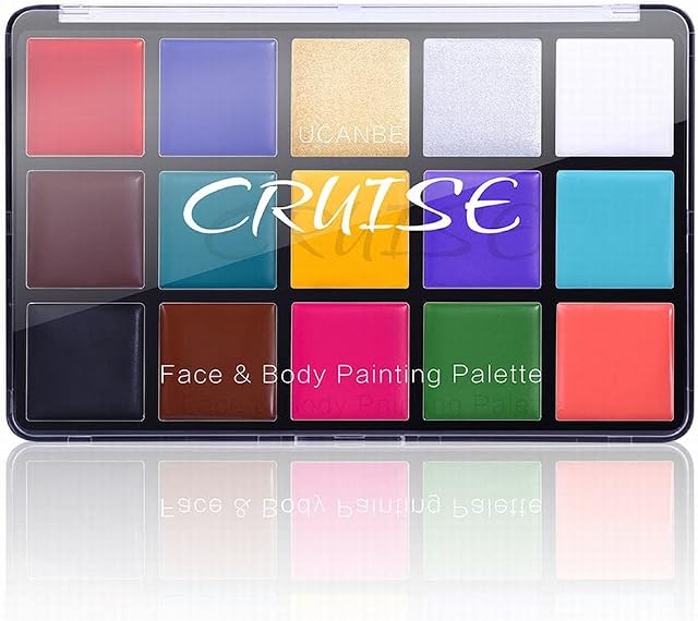 UCANBE Face Body Paint Oil Professional 15 Colors FX Makeup Palette- Non Toxic Hypoallergenic Safe Facepaints for Adults - Ideal for Halloween Cosplay Costumes Parties and Festivals