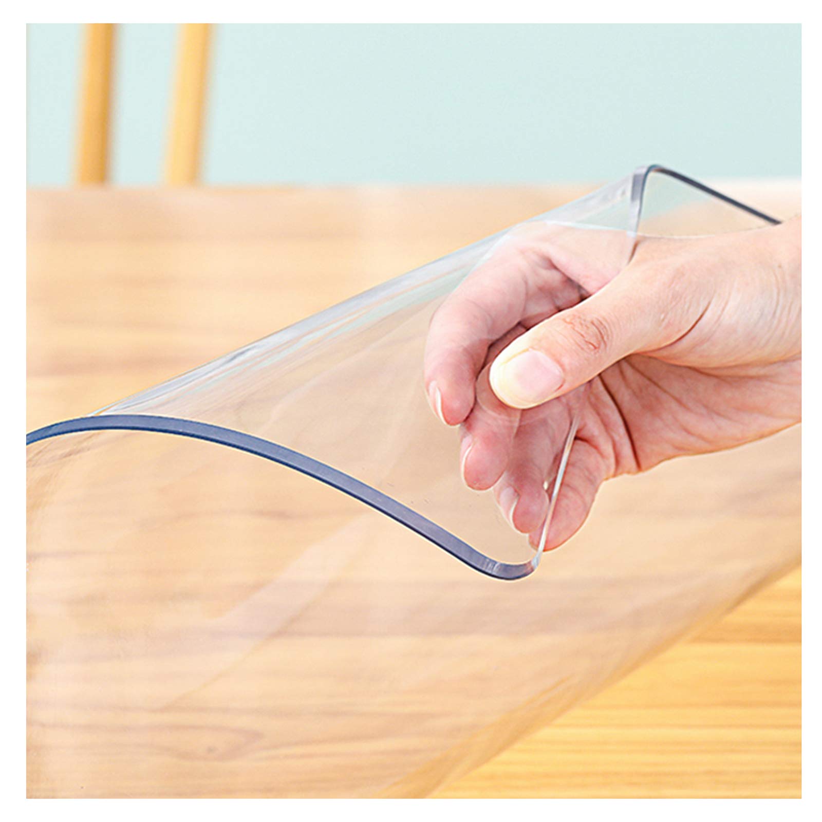 Nappe transparente facile à nettoyer pour table en bois de salle à manger contre les rayures