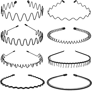 Metal Headband for Men, Unisex Black Wavy Spring Hair Band, Zig Zag Hair...