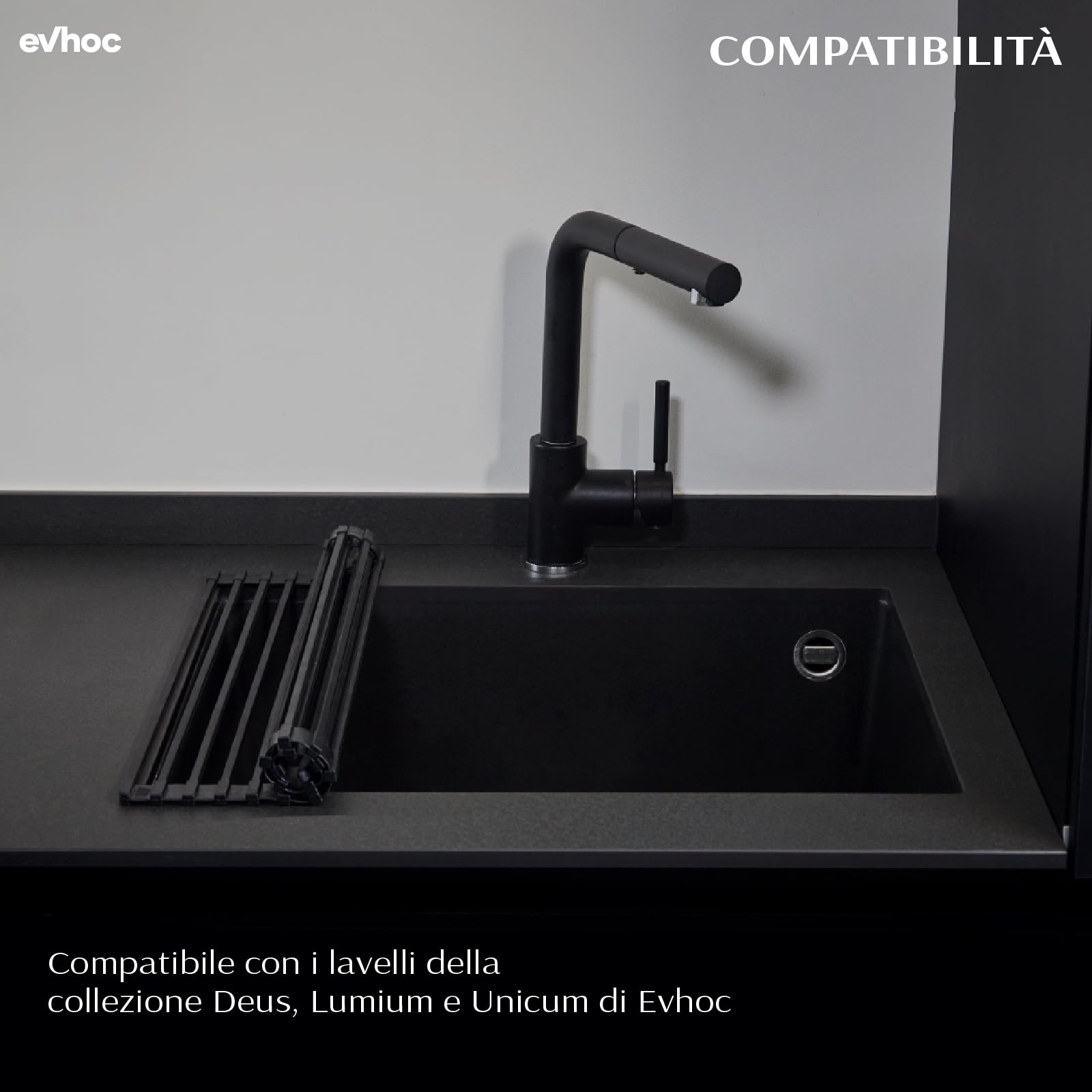 Evhoc Griglia ROLLING GRATE S Scolapiatti per Lavello Cucina, Sottopentola in Silicone, Ideale per Lavello e Top, 30x44x1 cm