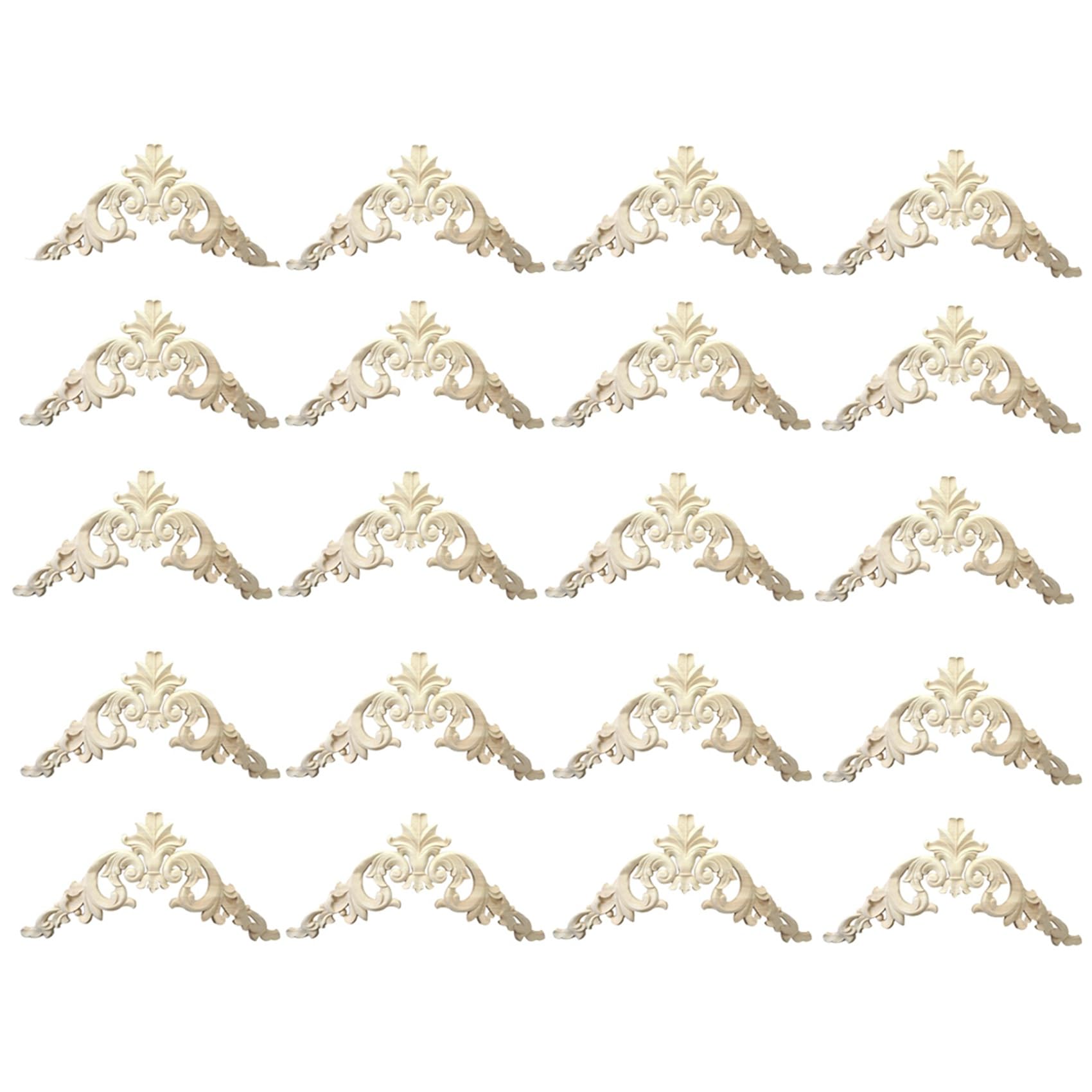 Vjsujehgy 20pcs 15 X 15cm Rubber Wood Carved Corner Onlay Applique Exquisite Unpainted