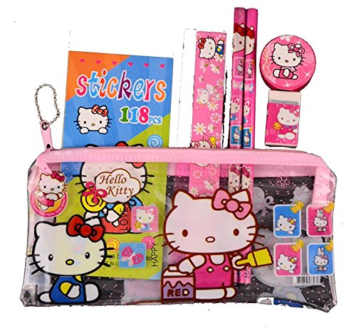 FASHION BOUTIK trousse hello kitty + regle gomme et crayons rentrée scolaire (rose)