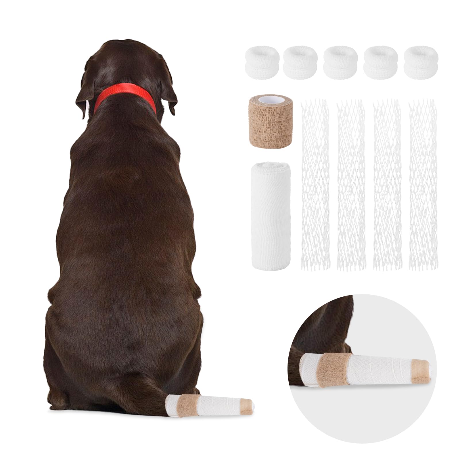 CHGShine Dog Tail Protector Dog Ends Starter Pack Happy Tail Dressing Vet Wrap for Dog Cat Pet Animals