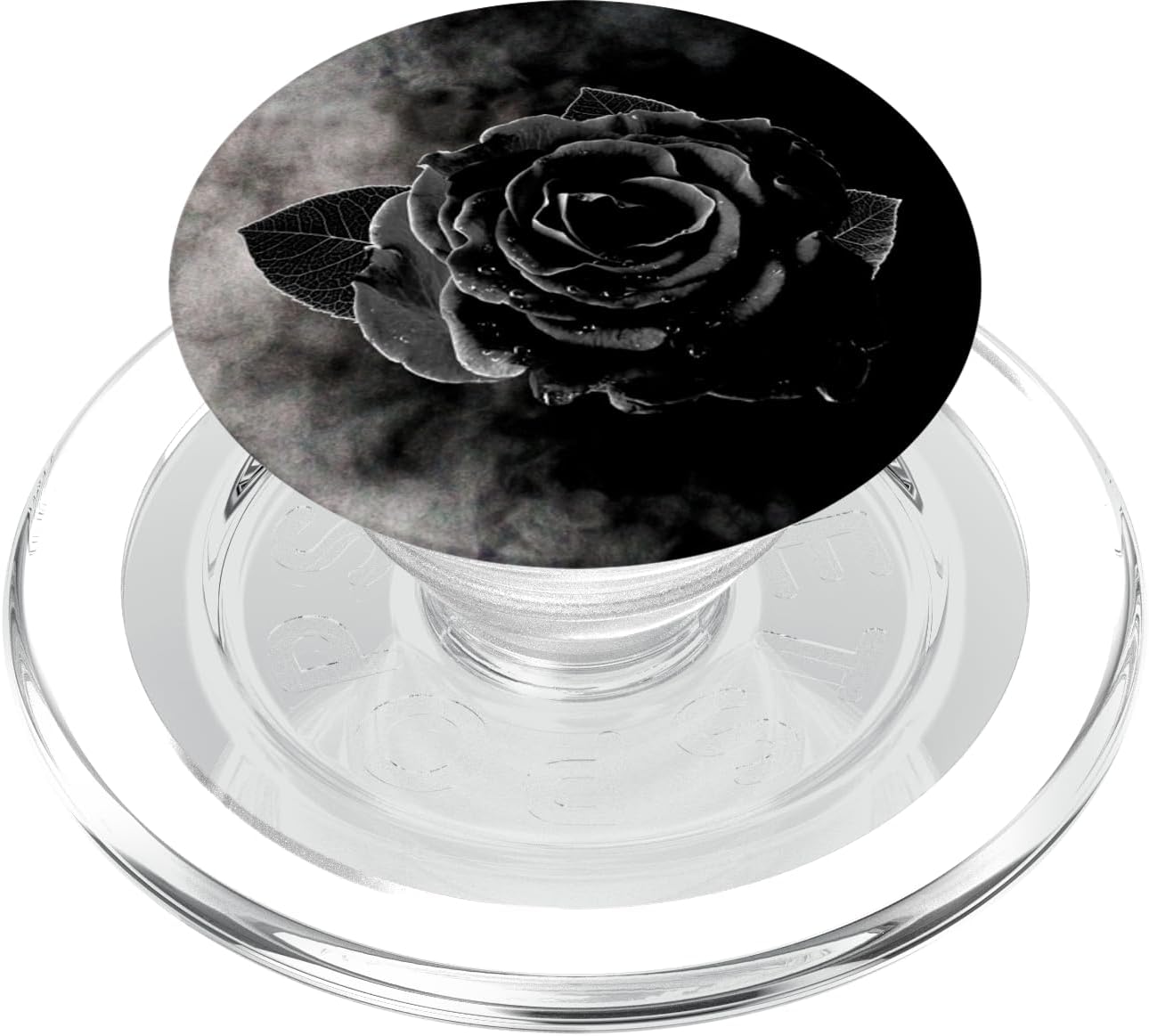 Beautiful Black Rose Flower Grayish-White Smoke Art PopSockets MagSafe PopGrip for iPhone