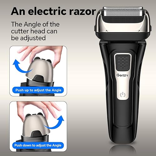 Miniatura 7 de Gertzy Afeitadora eléctrica para la cara de los hombres, afeitadora inalámbrica de papel de aluminio para barba con recortadora desplegable, carga