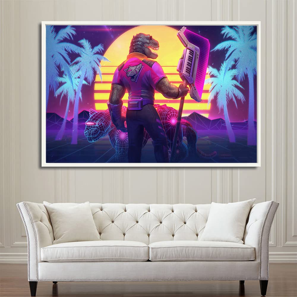 Xtreme Skins Designs Print White Wood Floater Framed Canvas Wall Art Decoration Poster (60x45 Inch) - smite battleground of the gods