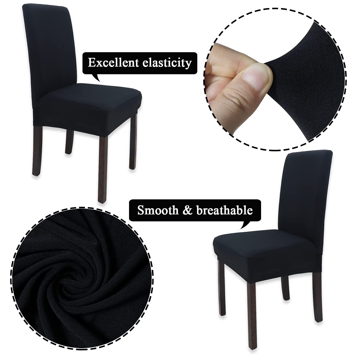 Leeyunbee 6 Pièces Housse de Chaise élastique, Amovible Lavable Jacquard Extensible Housses de Chaise de Salle à Manger, Couverture de Chaise pour Décor Salle à Manger, Hôtel et Mariage (Beige