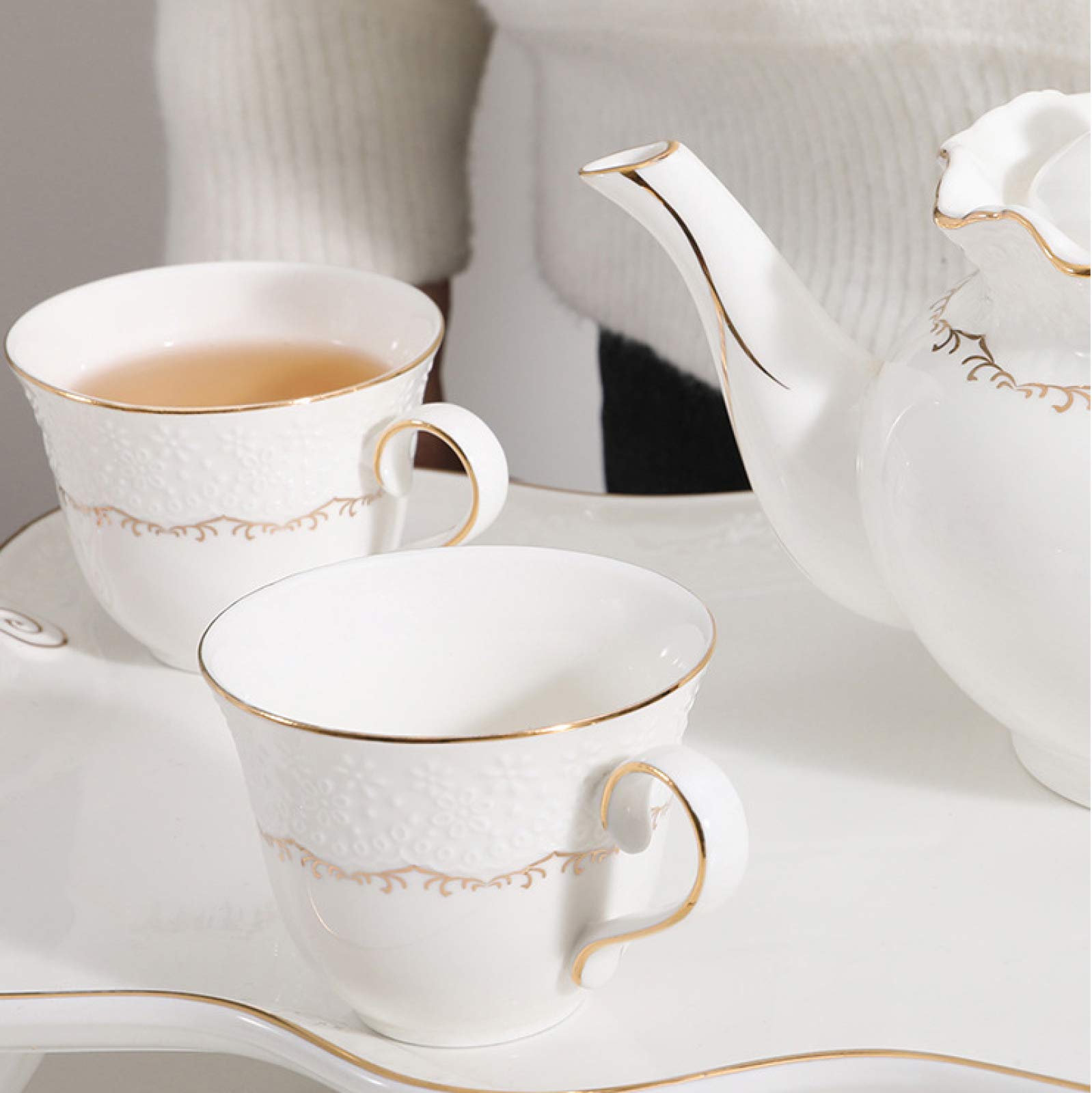 zestaw do herbaty, Porcelanowe ceramiczne zestawy do kawy i herbaty prezentowy zestaw z czajniczkiem brytyjski podwieczorku filiżanek serwis weselnej dla dorosłych