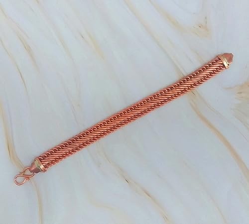 Miniatura 4 de Pulsera de eslabones de cadena pesada sólida de cobre puro para hombres y mujeres