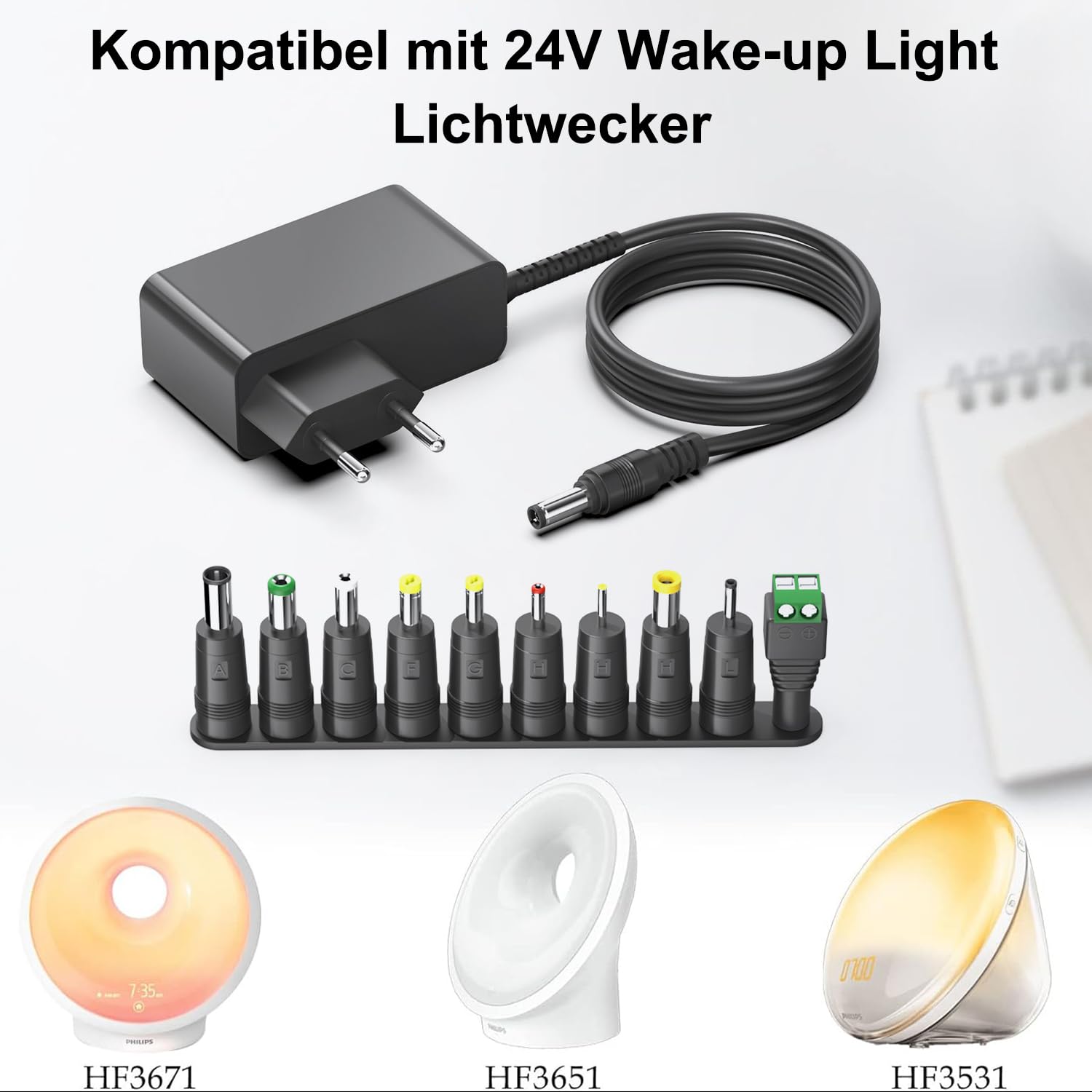 HKY Alimentatore di rete 24 V, 1,25 A, 0,75 A, compatibile con Philips HF3510 HF3519 HF3521 HF3651/01 HF3671/01 HF3672/01 HF3531/01 HF3520/01 HF3532 HF355050500 HF32 HF32 HF350 HF35050 /01 Luce