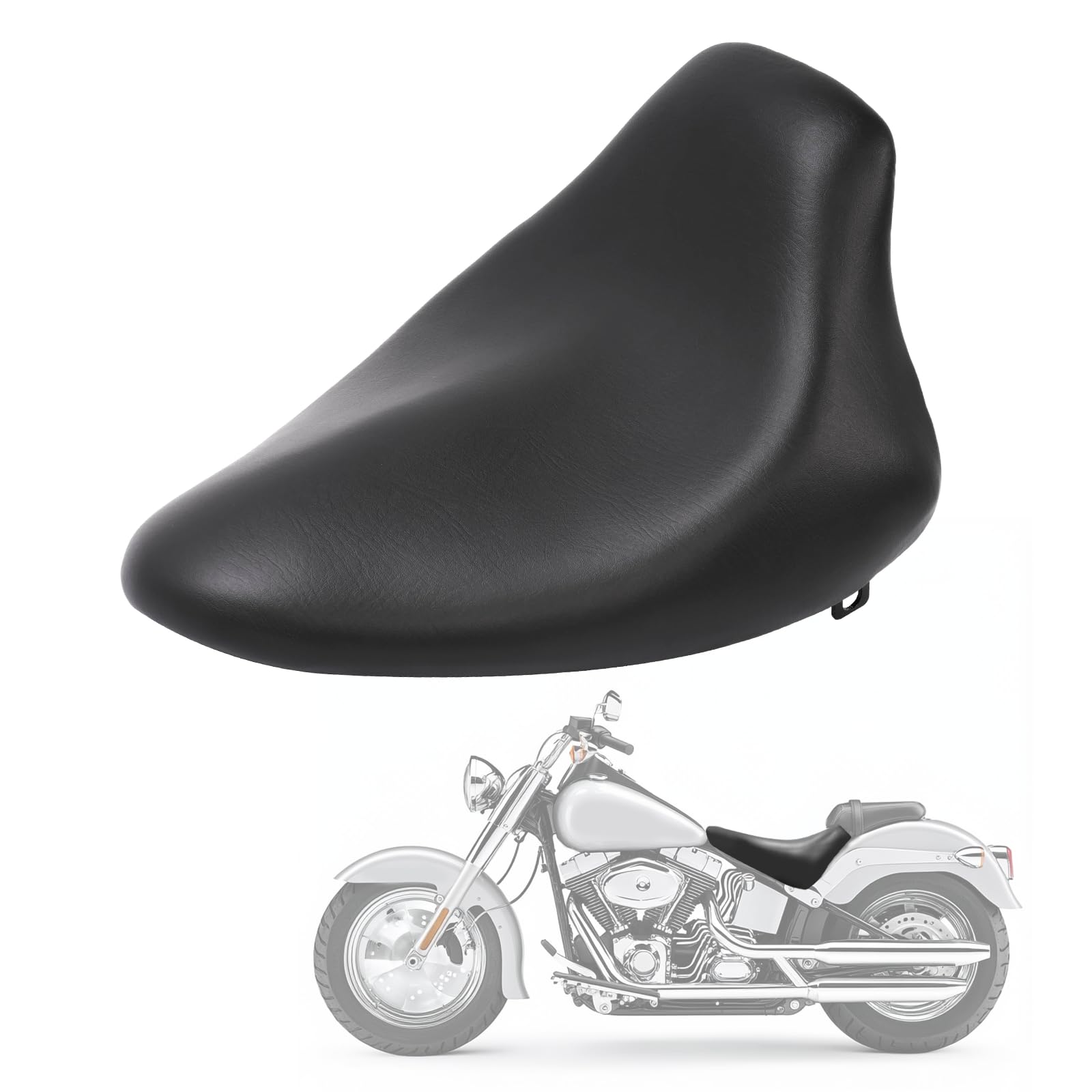 Solo Seat Compatible with 2000-2007 Harley Davidson Softail Fat Boy FXST FLST FLSTF Plastic Rider Driver Seat Black