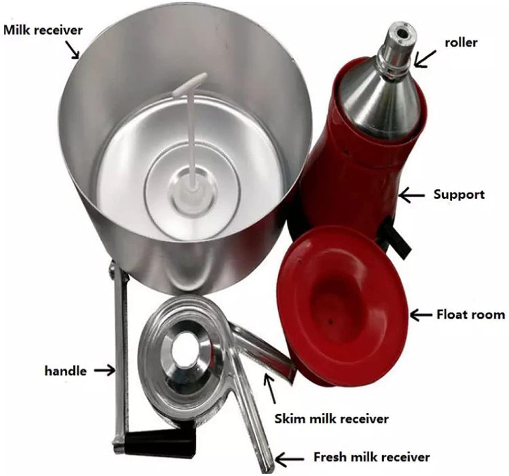 Separador manual de nata/Centrífuga de cocina/Máquina desgrasadora para convertir leche cruda o entera en nata y leche desnatada para leche de oveja, leche de cabra u otros productos lácteos
