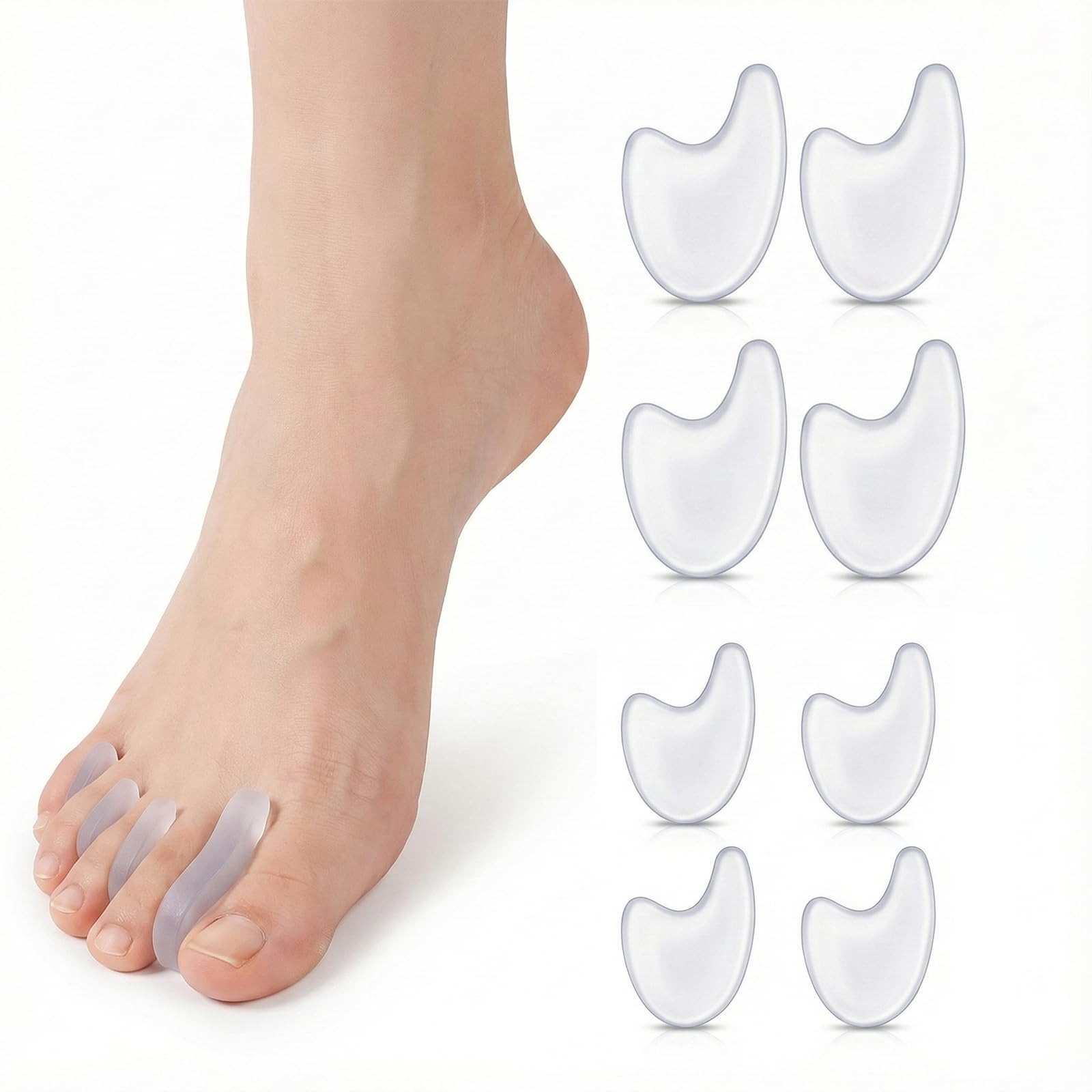 8 Stück Zehenspreizer Silikon, Fußzehenspreizer Zehentrenner Pediküre, Gel Bunion Zehenschutz Silikon Ballenzehen Korrektur, Zehenspreizer Herren für Bunion überlappende Zehen