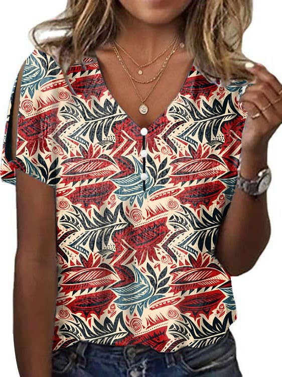 Boho Tops for Women Flower Print Fashion Summer Short Sleeve Tshirt Cute Casual Loo...