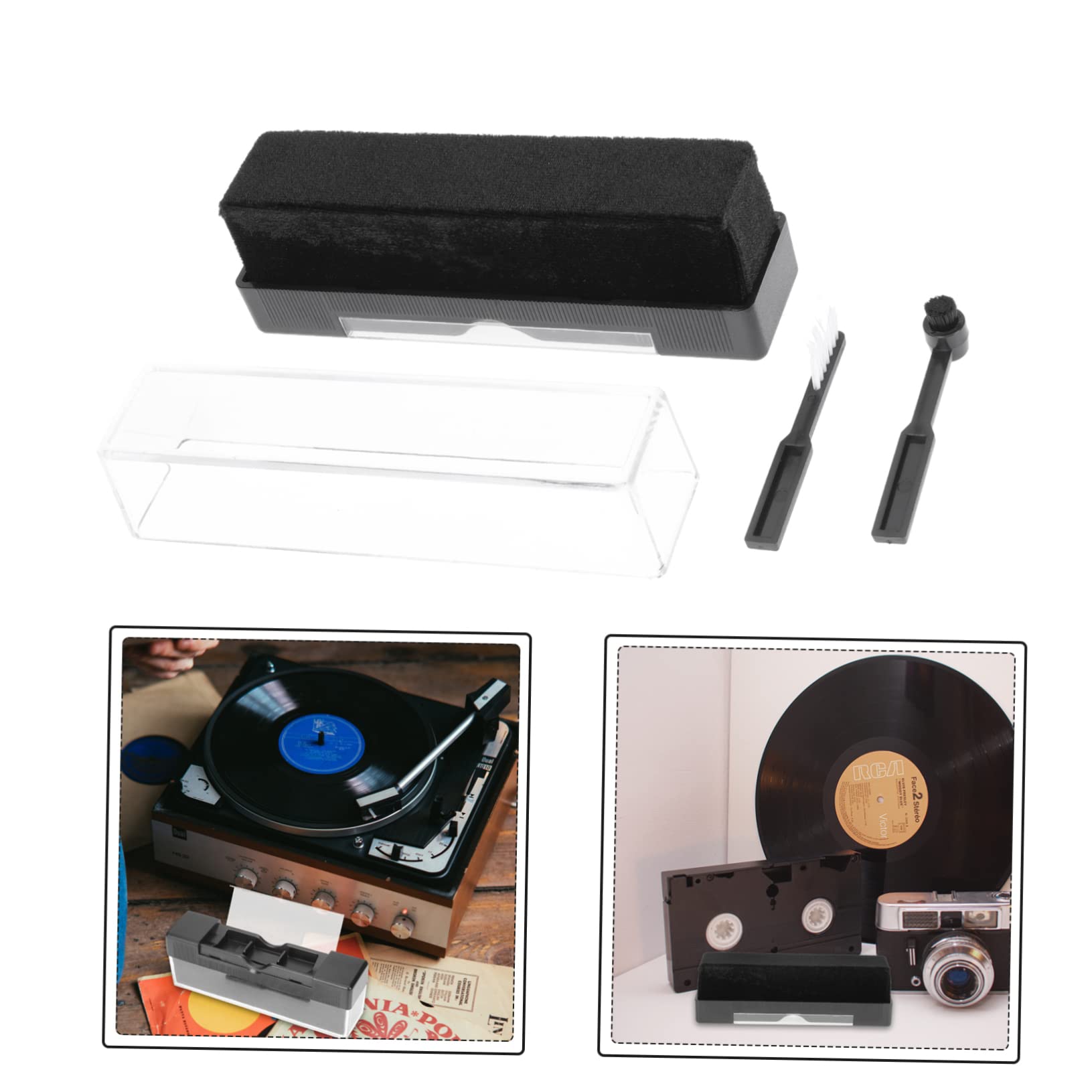 OSALADI 4ensembles Brosse De Nettoyage Antistatique pour Vinyles Kit De Nettoyage Compact Et Portable pour Platines Brosse Douce pour Disques Vinyles