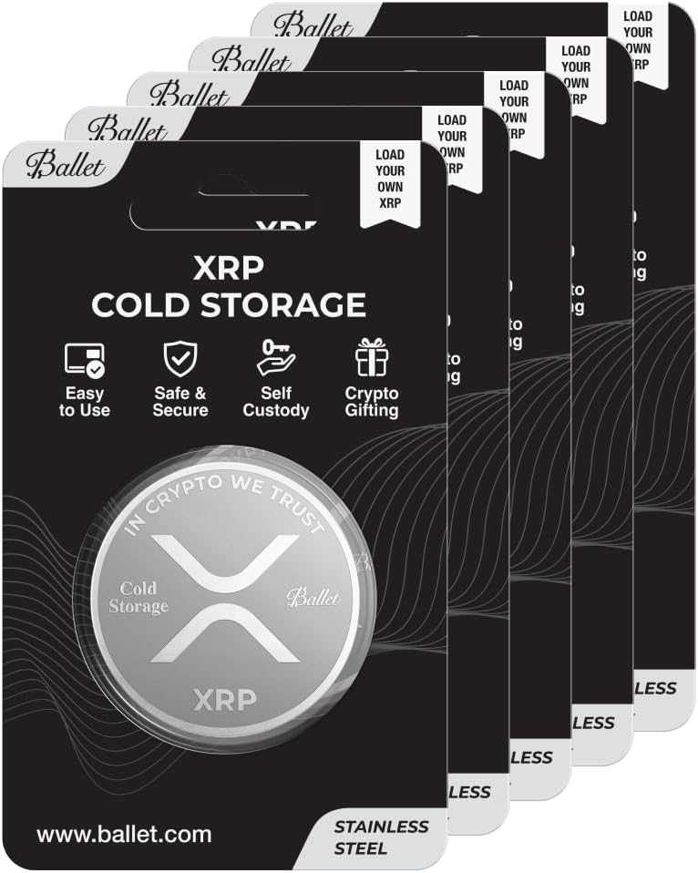 Ballet XRP Cold Storage Coin 2-Pack Physical Ripple Wallets, Stainless Steel, No Electronics, No Seed Phrase, No PIN or Password, Works Crypto App