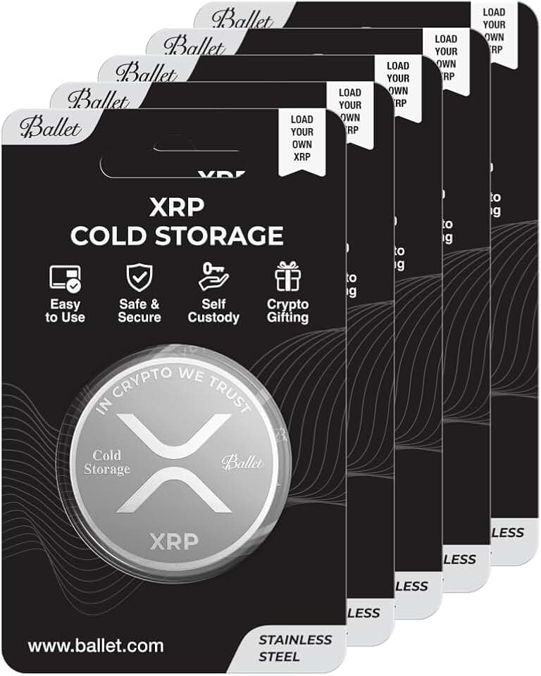 Ballet XRP Cold Storage Coin 5-Pack - Physical Ripple Wallet, Steel