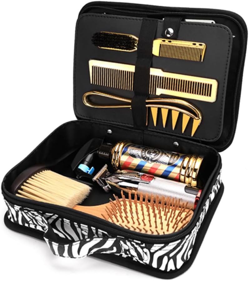 Holibanna Portable Black Cloth Barber Case Hair Clipper Organizer Bag with Scissor Pouch Holder for Hairstylists, Versatile and Stylish Hair Tool Storage for Personal Use and Salon