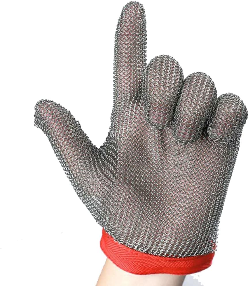 Cut Resistant Metal Gloves, Food Grade Stainless Steel Chainmail Gloves, Chef Butcher Tailor Safety Work Gloves (Size : A Pack of one/XL)