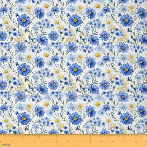 Feelyou Daisy Floral Upholstery Blue Yellow