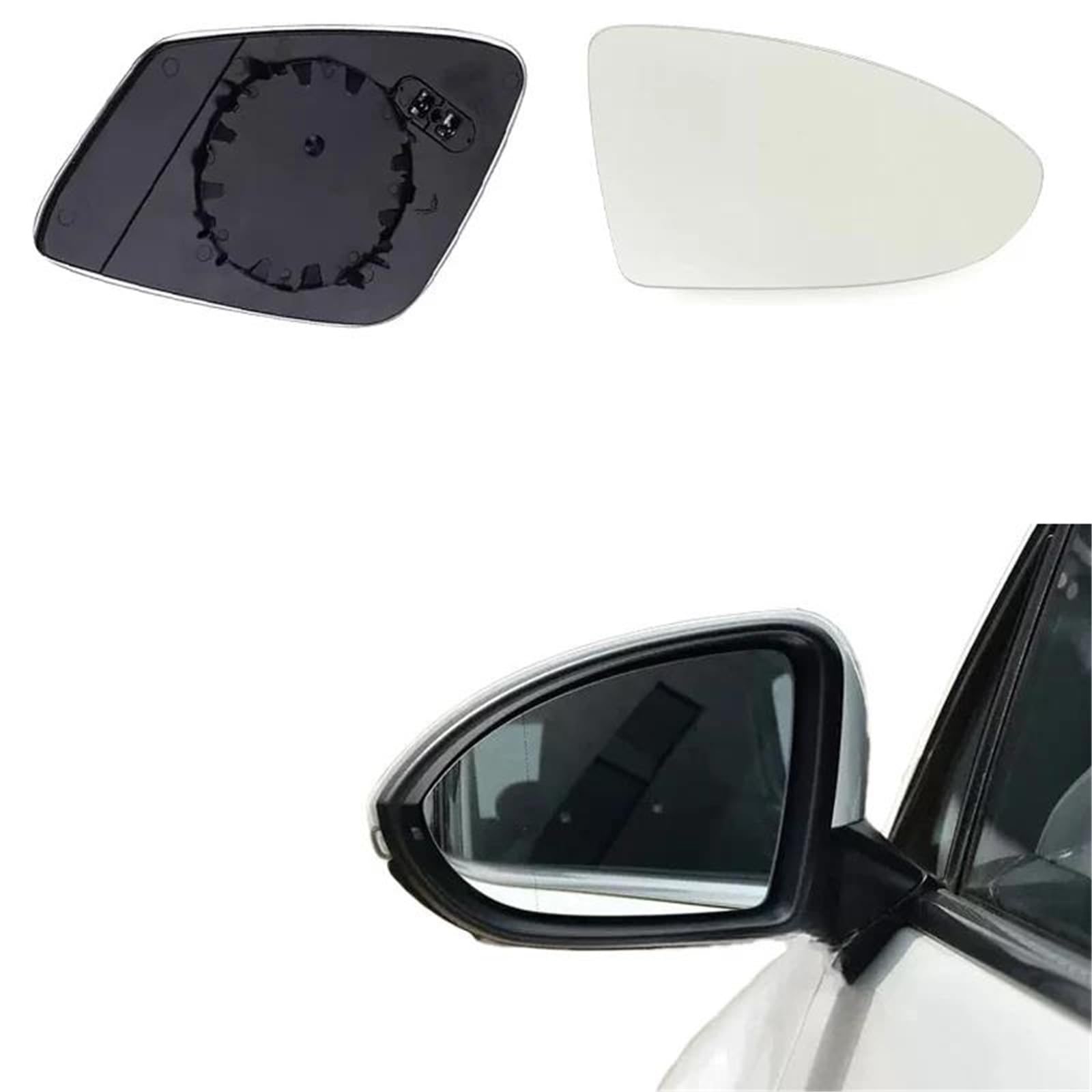 Remplacement Glace pour Golf 7 MK7 2013 2014 2015 2016 2017 2018 2019 2020 2021, Rétroviseur Latéral Chauffant Gauche Droit Verre Rétroviseur Chauffant(Left)