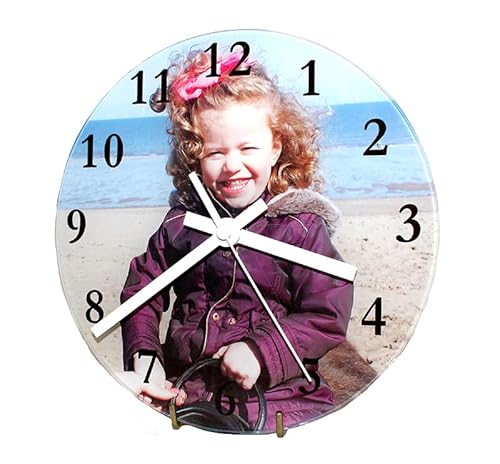 Personalised Glass Photo Wall Clock, 20cm Diameter