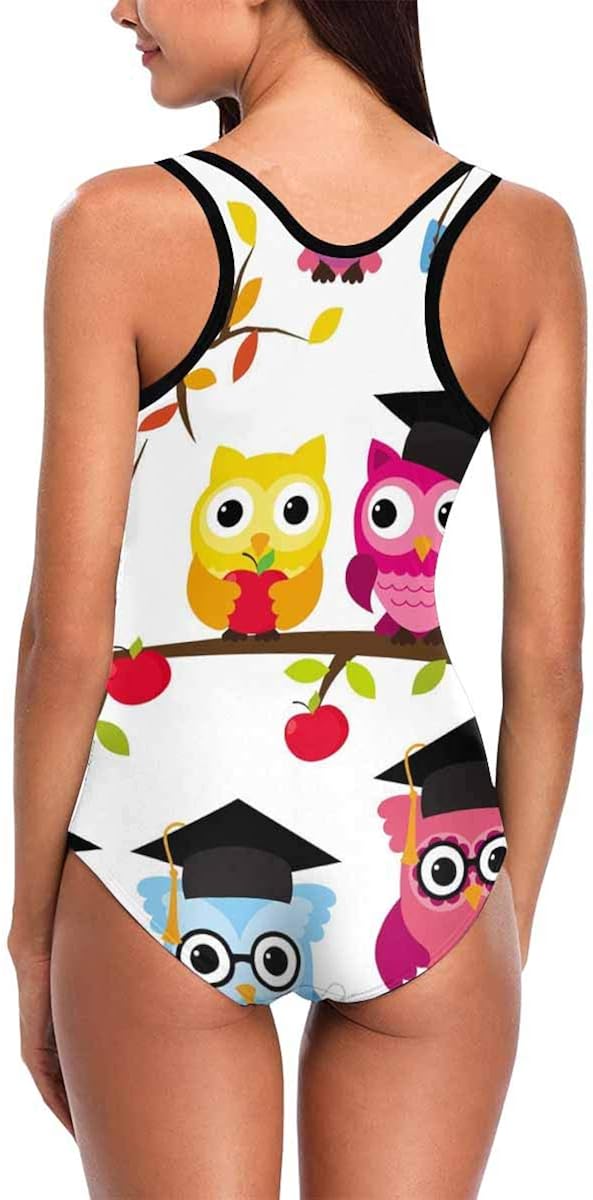 InterestPrint School or Graduation Themed Owls Women Tank Top One Piece Swimsuits Summer Beach Bathing Suits : Clothing, Shoes & Jewelry