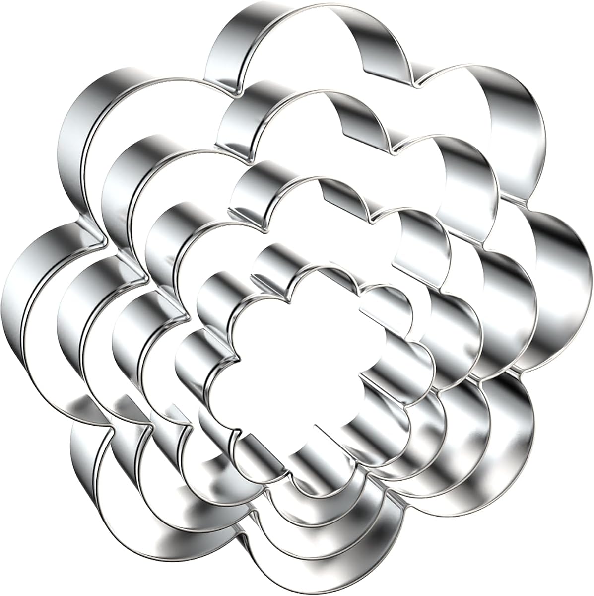 Daisy Cookie Cutter Set - 5 inch, 4 inch, 3 inch, 2 inch - 4 Piece Eight Petal Blossom Spring Flower Mother's Day Cookie Cutters Shapes Molds - Stainless Steel