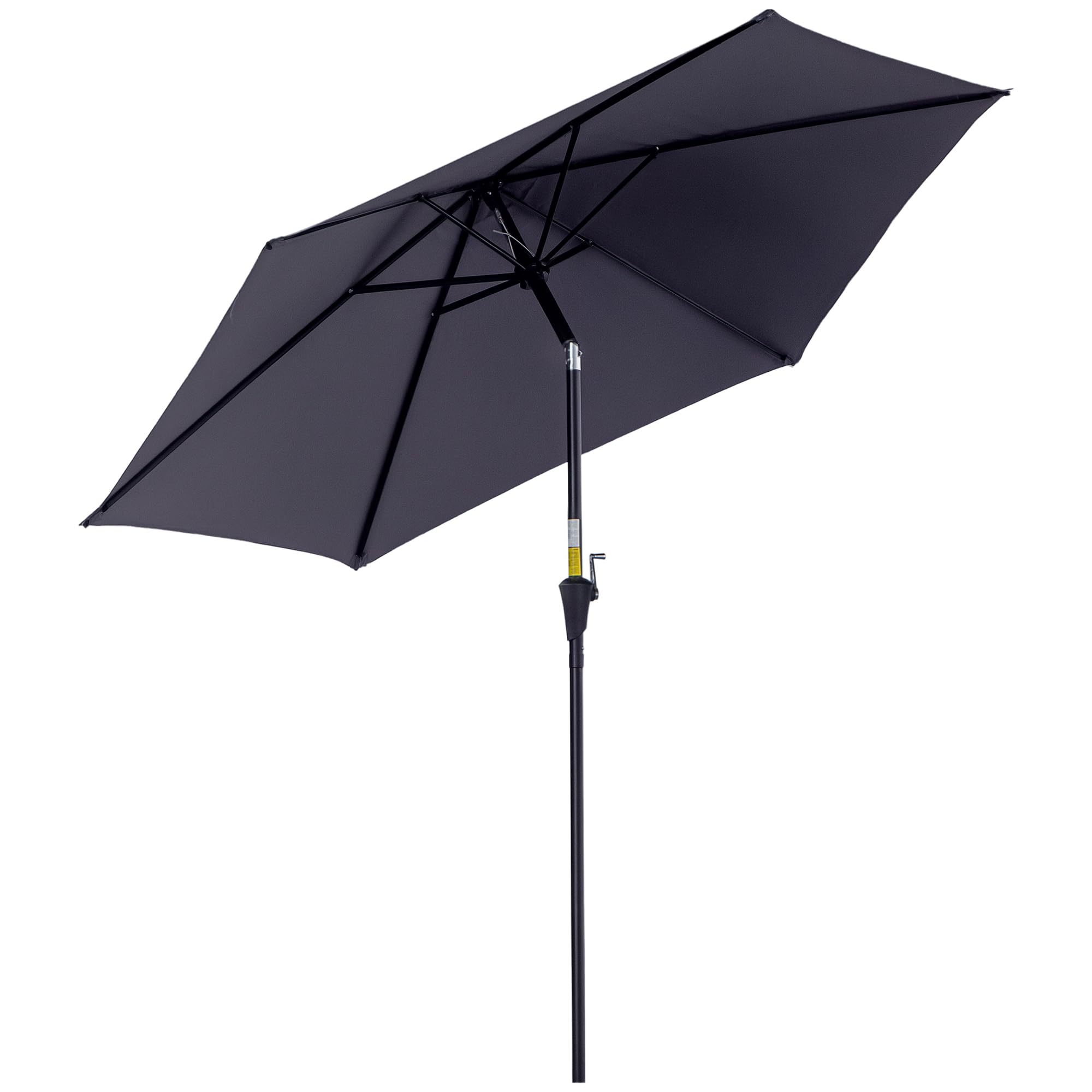 Outsunny Grey 2.6M Garden Parasol Umbrella With Tilt And Crank, Outdoor Sun Parasol Sunshade Shelter With Aluminium Frame,