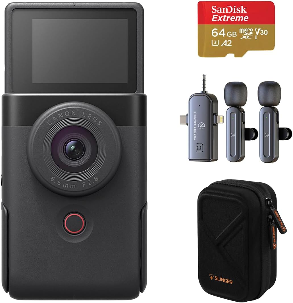 Canon PowerShot V10 Cámara de Vlogging 4K con Pantalla Giratoria y Kit miniatura 1