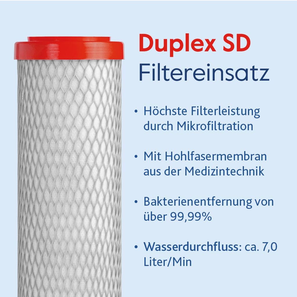 Alvito ABF Duplex SD Aktivkohlefilter mit hohem Durchfluss bis 7 l/min | Aktivkohle-Blockfilter 1,5 µm + Kapillarmembran 0,15 µm bis 6000 Liter Kapazität - größte Sicherheit