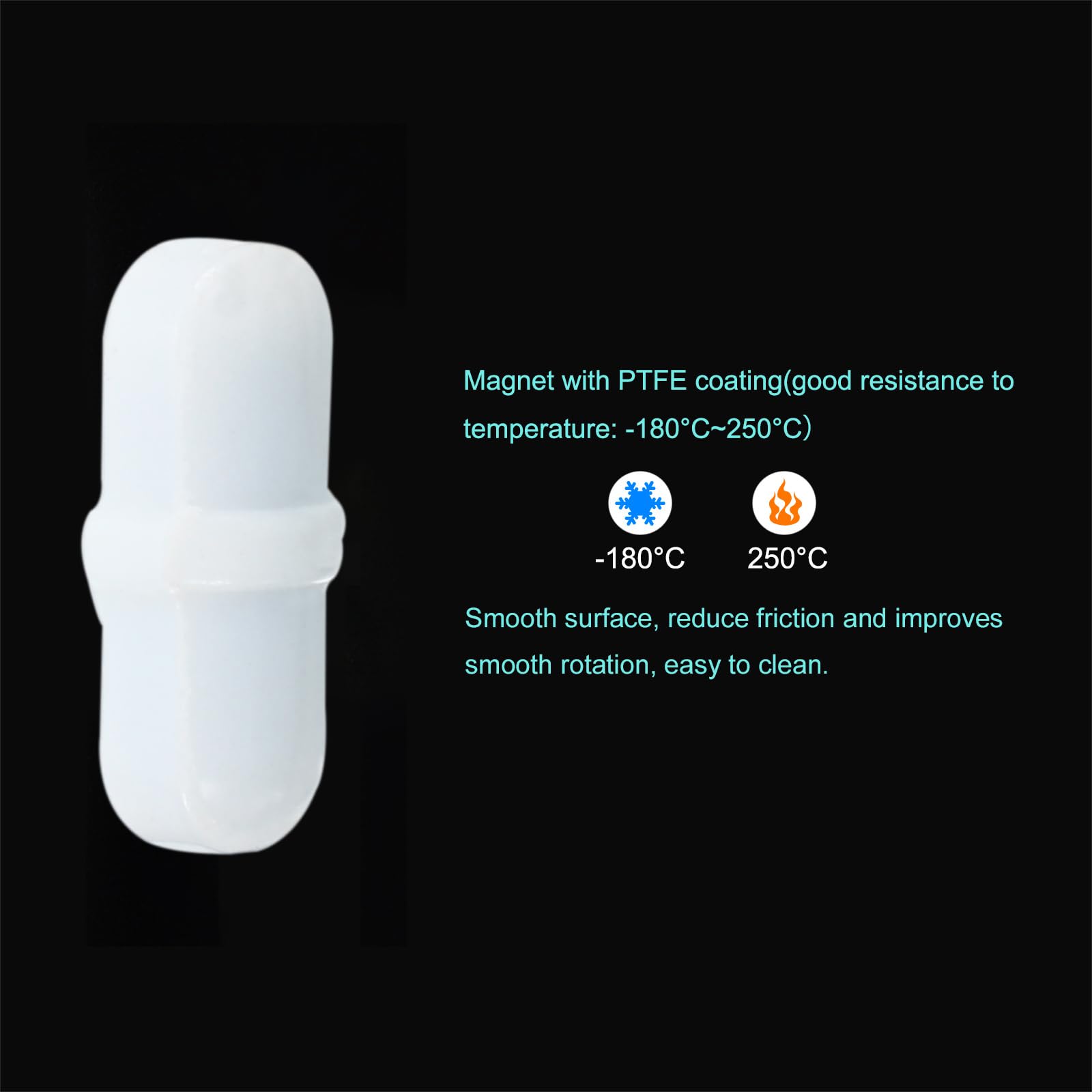 QUARKZMAN Magnetyczny pręt mieszający do mieszadła magnetycznego, kształt cylindryczny, powłoka PTFE, biały magnes, 15 mm / 0,59 cala, do laboratorium, 10 sztuk