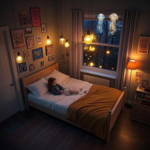 Miniatura 2 de Decoración colgante de medusas, decoración de habitación, juego de 5, decoraciones de fiesta bajo el mar, kit de medusas para decoración de fiesta