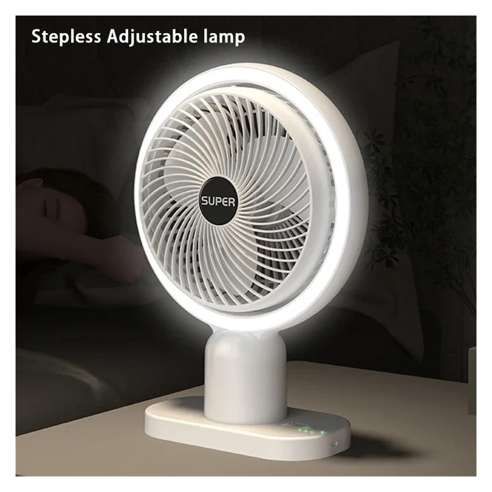 Wentylator Przenośny Mini Wentylator USB Przenośny Wentylator Biurkowy Z Lampą Uzupełniającą Bezprzewodowy Akumulator 3-biegowy Wentylator Stołowy Chłodzący Powietrzem Do Domowego Biura(Black)