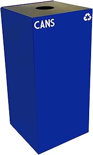 Witt Industries 32GC01-BL GeoCube Recycling Receptacle with Round Opening, Steel, 32 gal, Blue