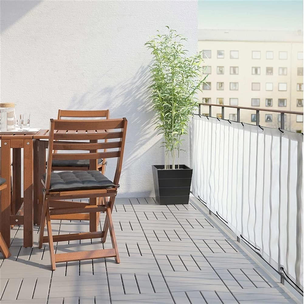 Zewnętrzna osłona balkonowa - 60/70/80 cm wysokości, odporna na promieniowanie UV, HDPE osłona przeciwwiatrowa z otworami na guziki, biała, 80 x 750 cm, idealne rozwiązanie chroniące przed wzrokiem do