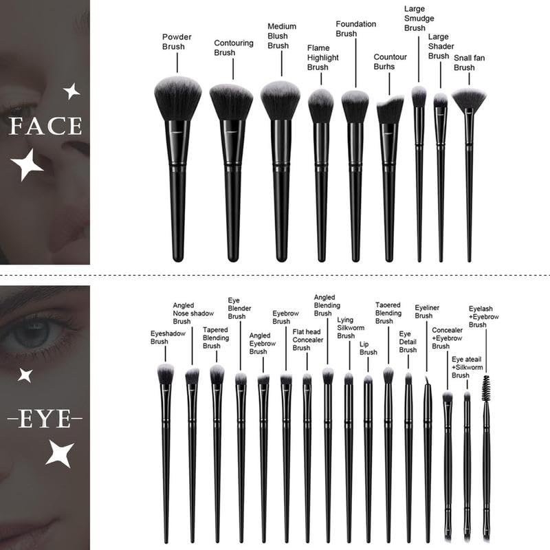 KUORYZAL Black Makeup Brushes Set Professional 70Pcs with Case Premium Synthetic for Foundation Concealer Blush Eyeshadow Powder Contour Makeup Brush Kit Face Eye Make up Brushes & Tools