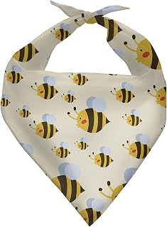 Forchrinse Bee Dog Bandanas for Boys Girls,Triangle Pet Bib Washable Dogs Cats Puppy Kerchief