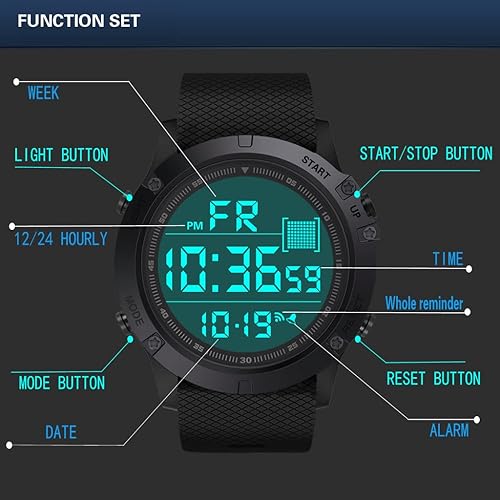 Miniatura 2 de Reloj deportivo digital para hombre, militar, electrónico, impermeable, relojes de pulsera para hombres con cronómetro, temporizador de cuenta