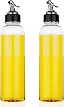 Eugle Mart Glass Easy Flow Plastic Oil and Vinegar Container Dispenser/ Pourer Bottle for Kitchen (1000 Ml, 1 L) - Pack of 2, Transparent