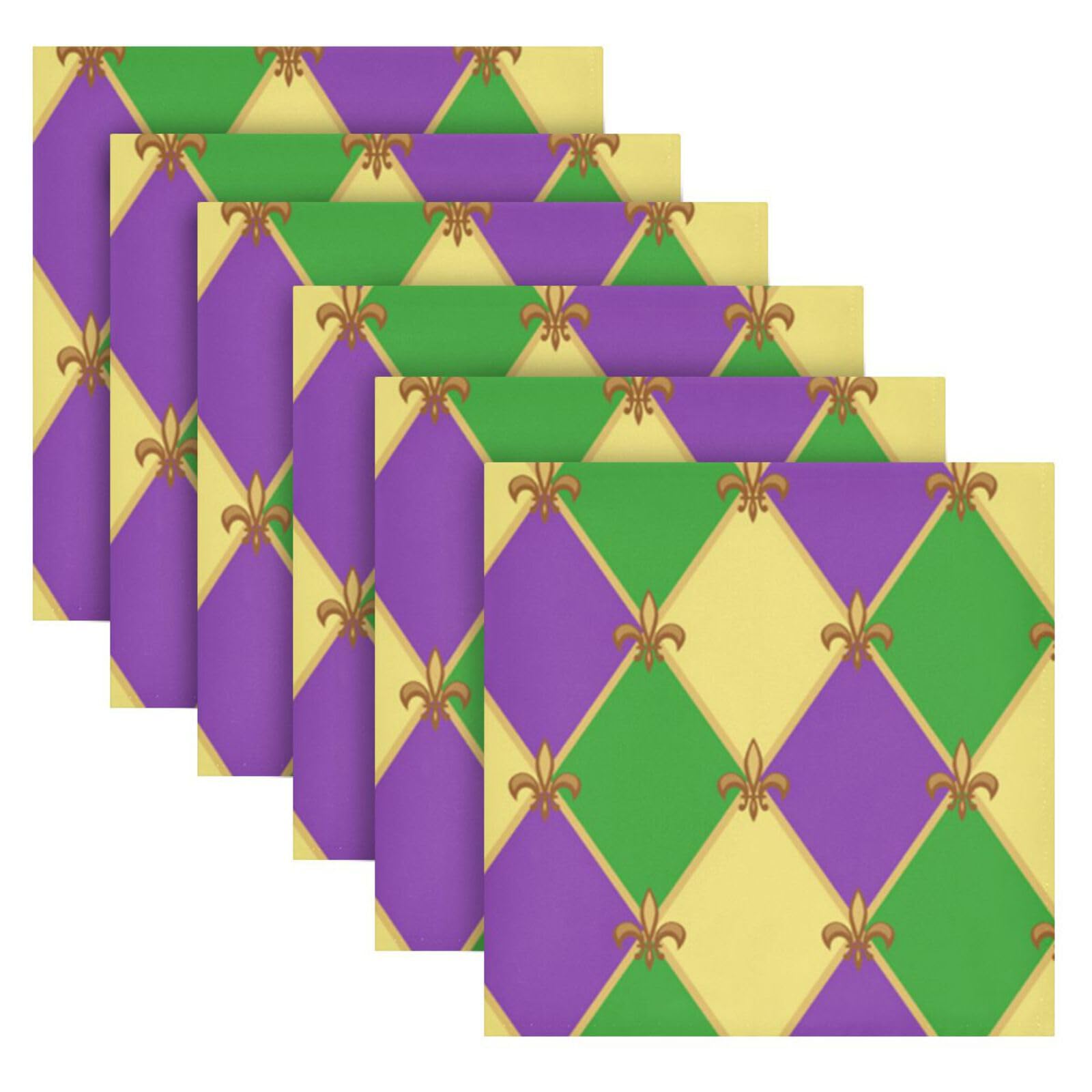 YETTASBIN Mardi Gras Cloth Napkins Set of 6, Reusable Washable Oversized Table Napkins for Family Wedding Dinner Party Home Decor, 20 Inch