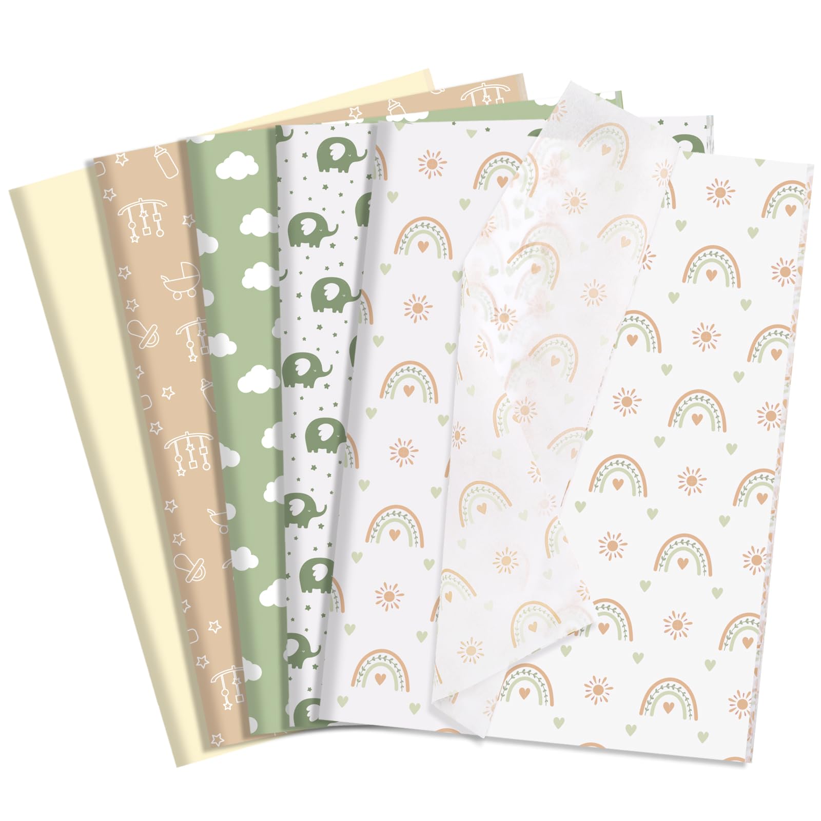 woric 60 Sheets Tissue Paper for Wrapping Gifts, Baby Tissue Paper 5 Assorted Baby Designs Wrapping Paper for Baby Shower Christening Birthday DIY Art Crafts