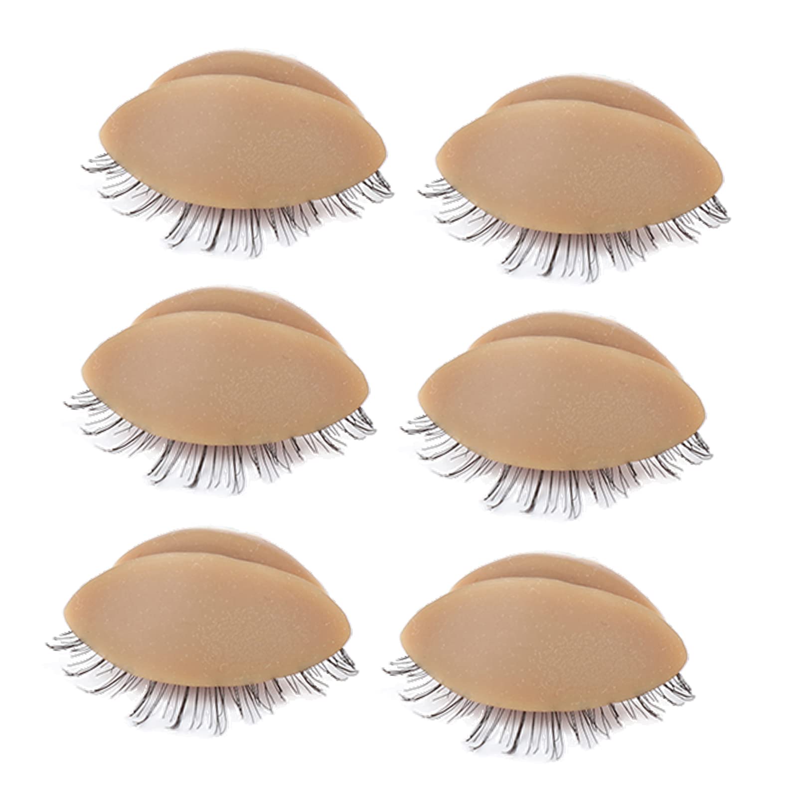 3 Pairs Replacement Eyelids for Mannequin Head, False Eyelash Extension Exercise, False Eyelashes Beginner Practice Kit, Silicone Eyelids for Eyelash Training (Coffee)