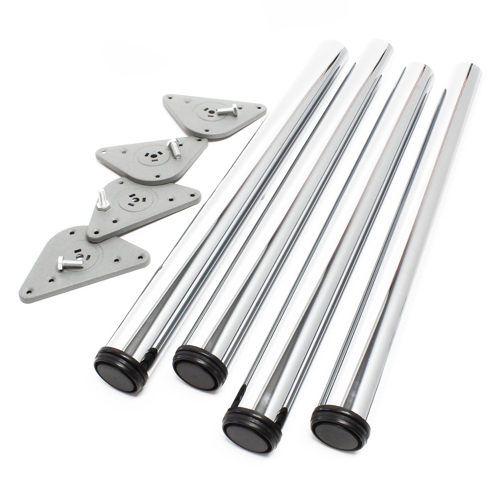 Wiltec Set 4 gambe per tavolo regolabili in acciaio inox cromato Ø 60mm 870mm Piedi per mobili