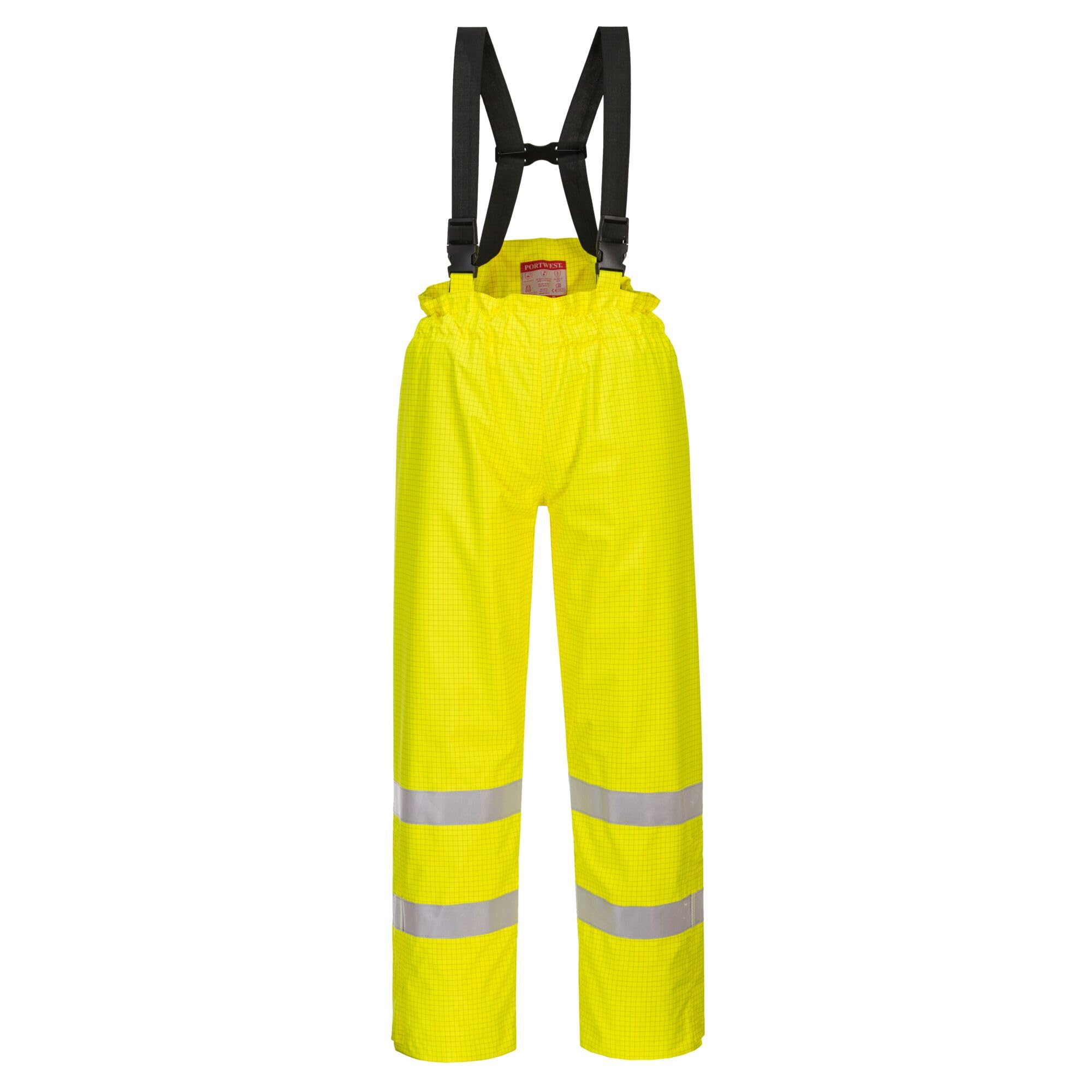 Portwest Bizflame Rain Lined Hi-Vis Antistatic FR Trouser, Size: S, Colour: Yellow, S781YERS